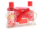 Cutie cadou"Ziua Indragostitilor" cu 2 produse de corp si burete 300ml