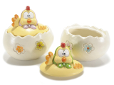 Bomboniera ou cu gaina ceramica si detalii florale-1buc
