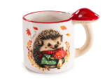 Cană ceramică de 200 ml cu relief și mâner în formă de ciupercă-1buc