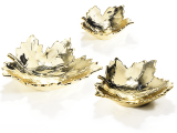 Set 3 platouri decorative frunze aurii