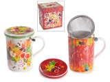 Ceașcă ceai din porțelan cu filtru și capac 350ml-1buc