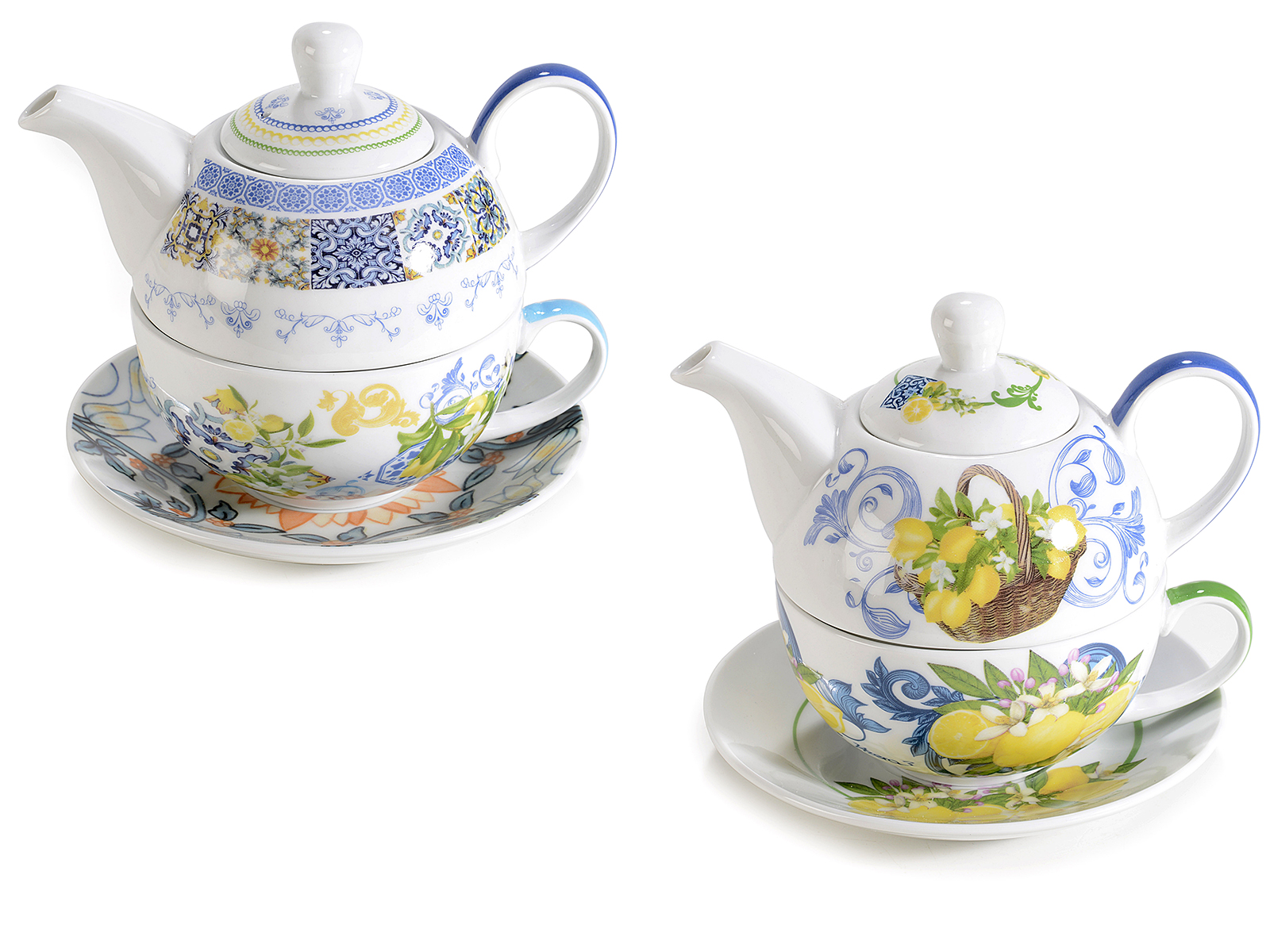 Set cana,ceainic si farfurie portelan "Agrumi del Mediterraneo"