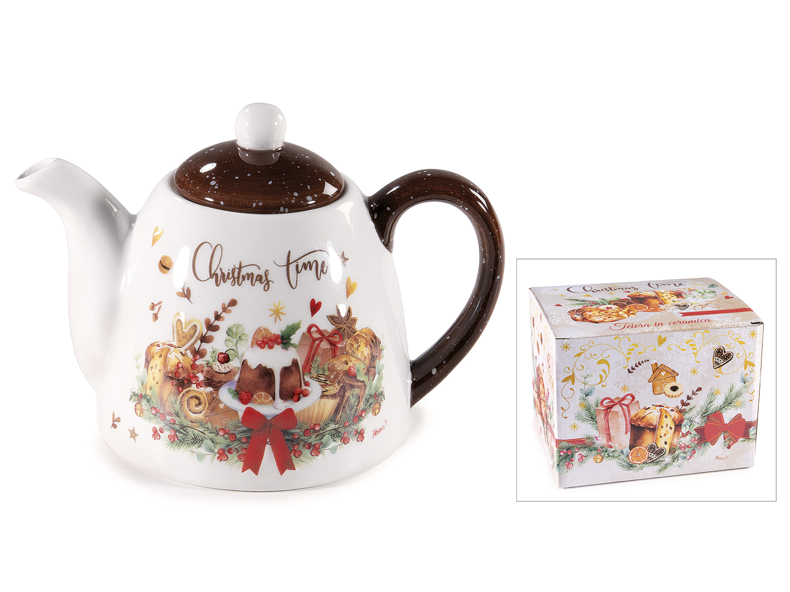 Ceainic craciun din ceramica cu decoratiuni 800ml