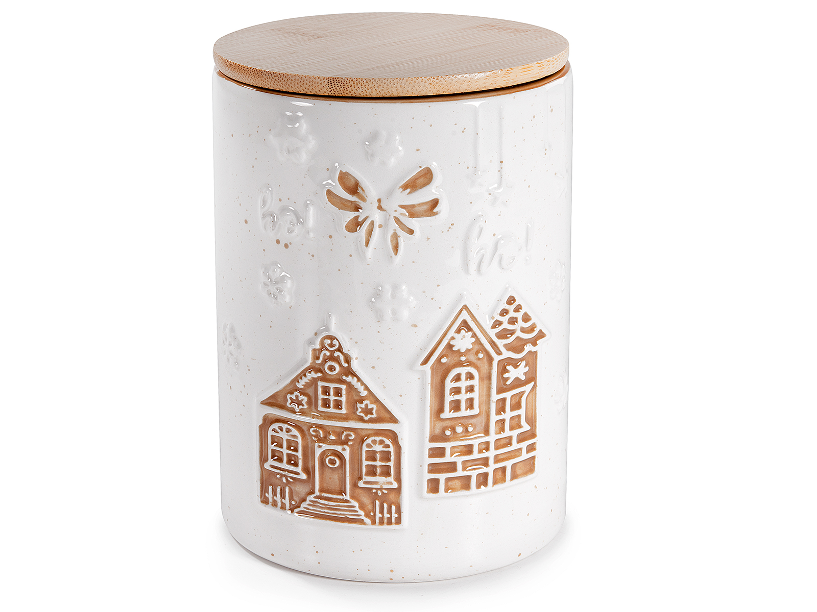 Borcan alimentar ceramic cu decoratiune craciun