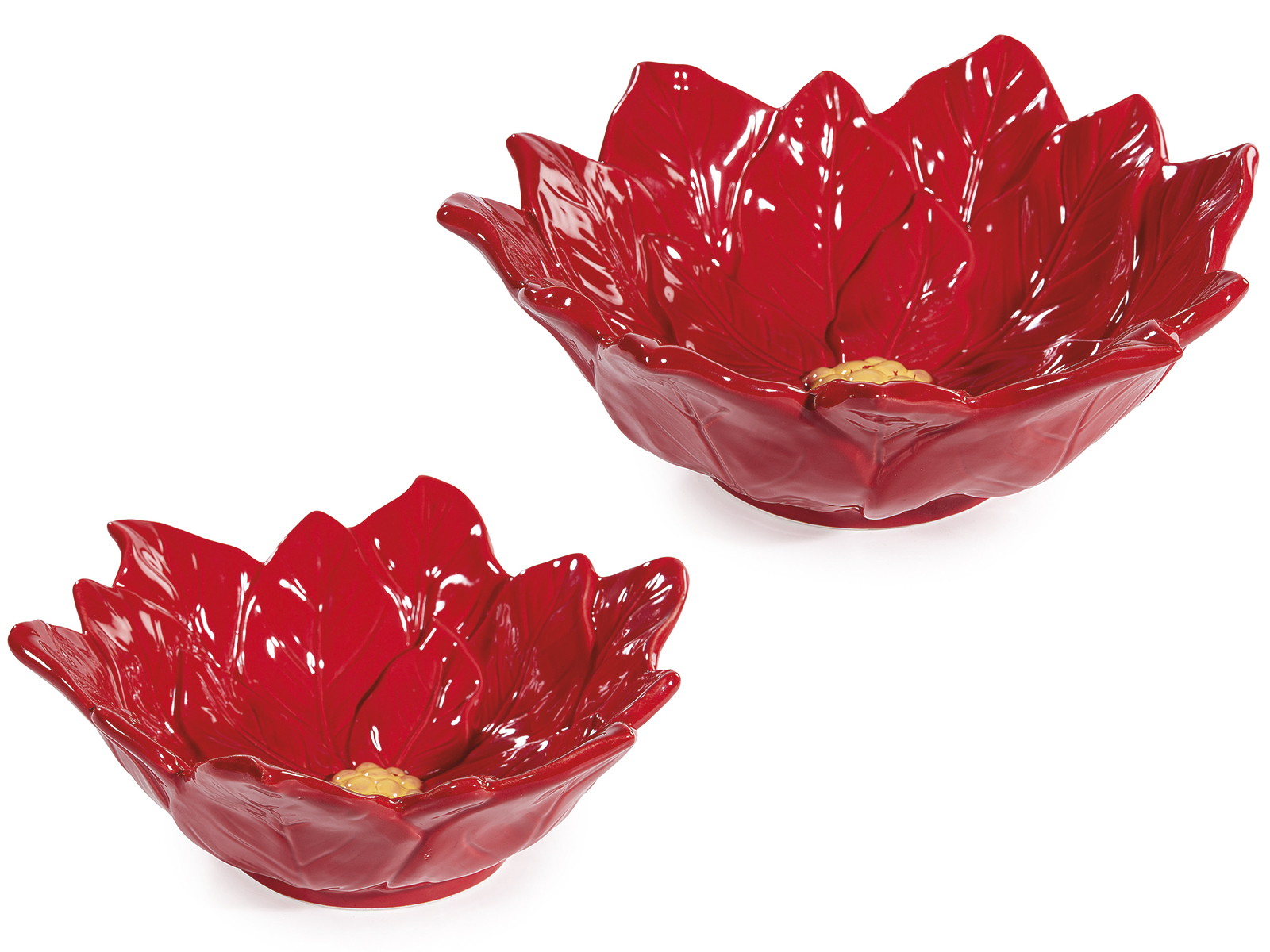 Set 2 boluri rosii craciun  ceramica cu stea