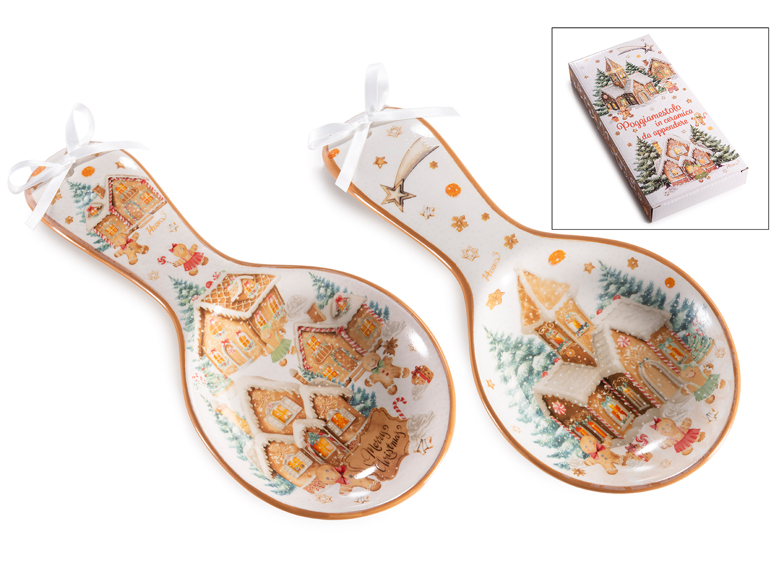 Suport lingura ceramica craciun cu funda - 1 buc