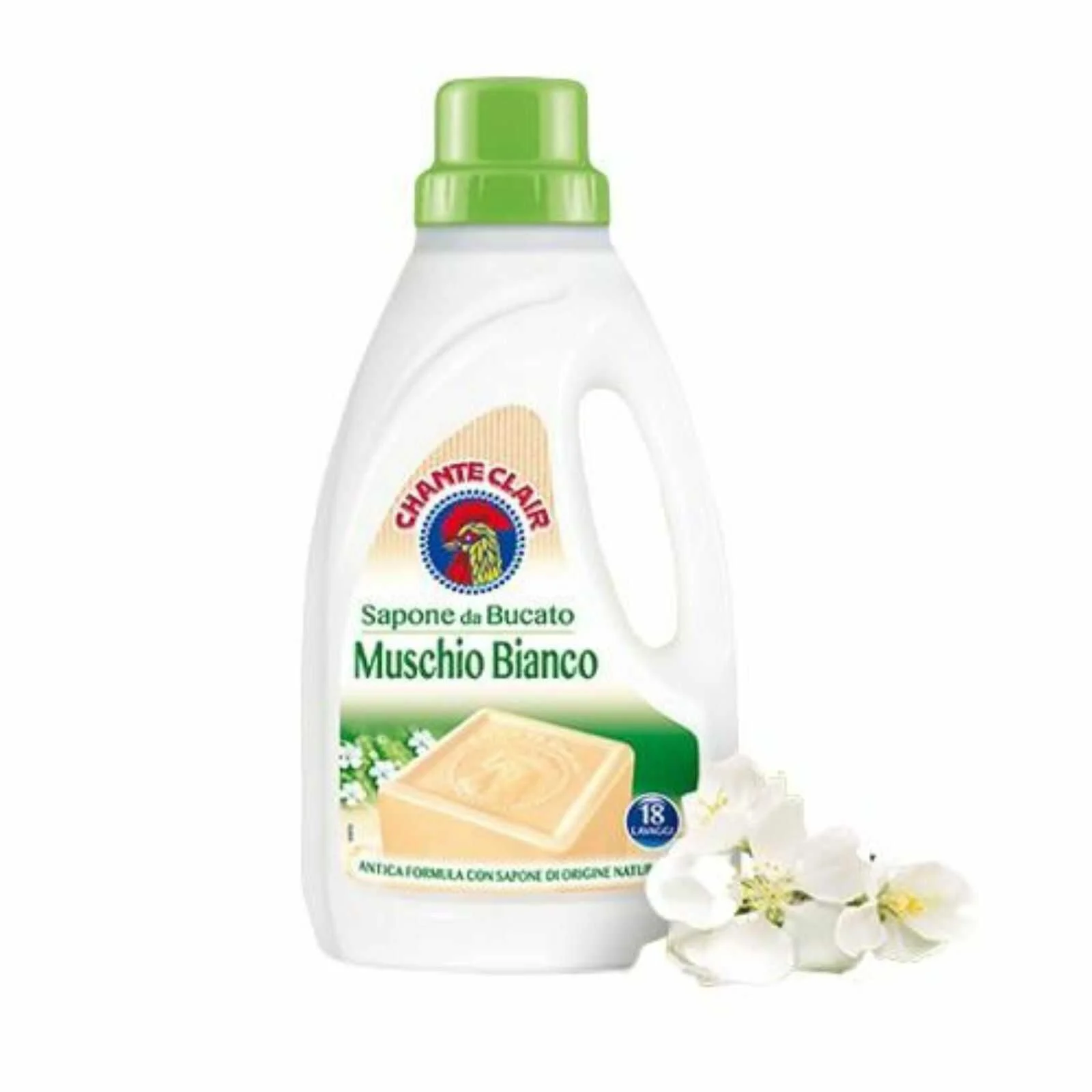 Detergent lichid Chante Clair cu sapun de marsiglia si musc alb 1 L -18 spalari