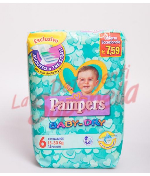 Scutece copii Pampers Baby-Dry Extralarge Nr.6 15-30 kg-15 bucati
