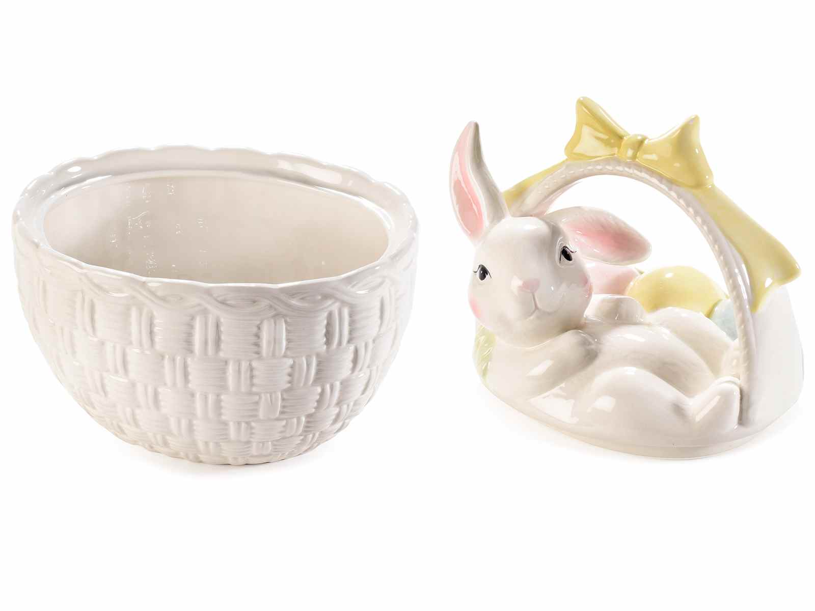 Coș din ceramică cu capac figurina iepure
