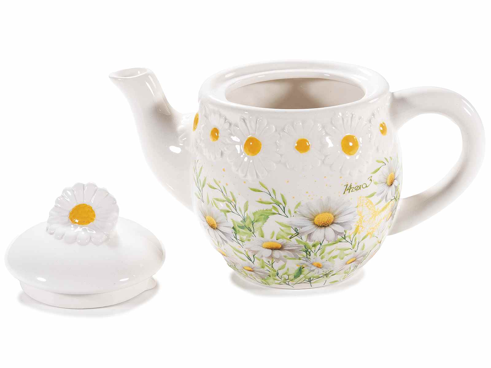 Ceainic ceramic cu margarete in relief 650ml