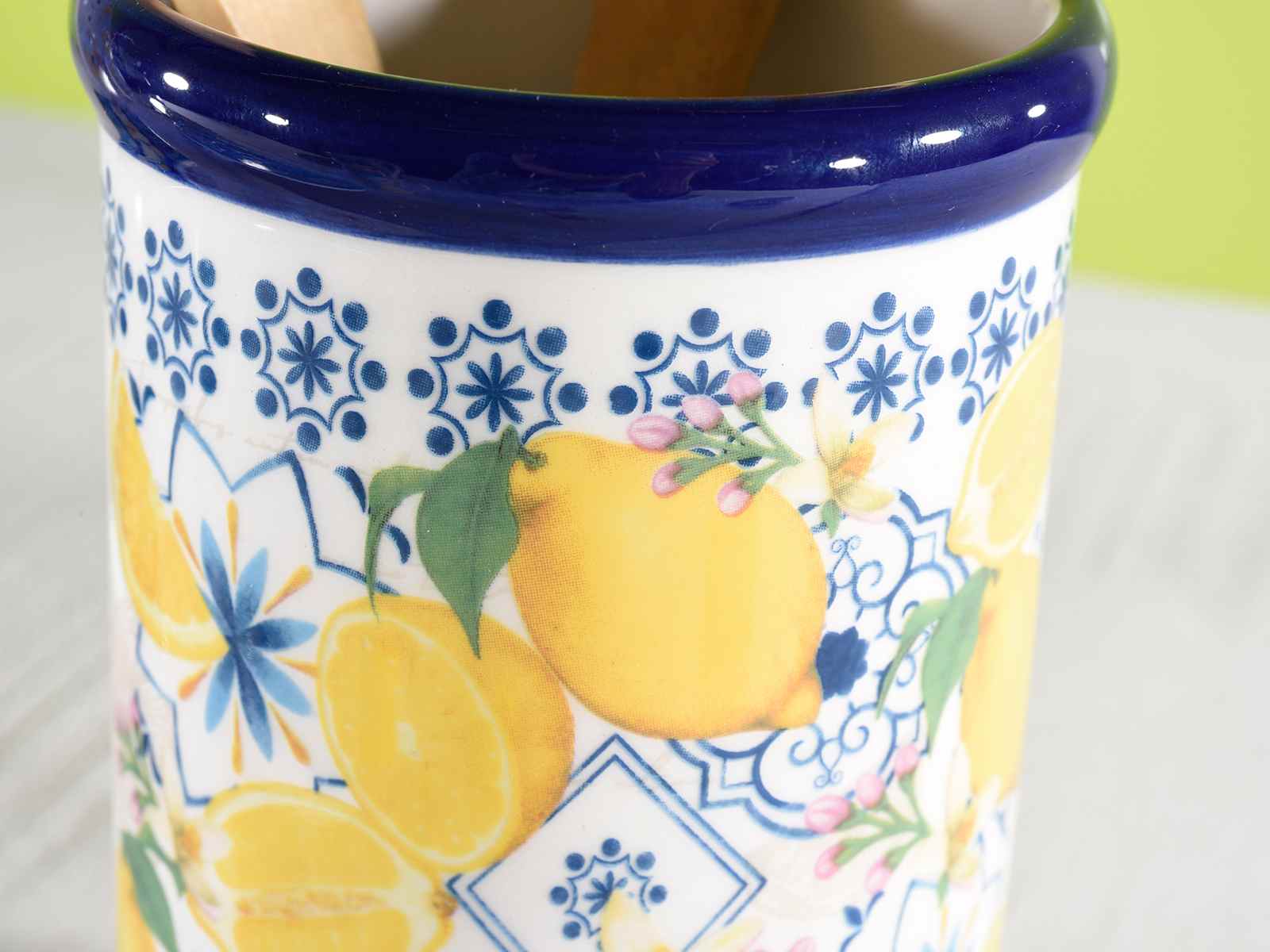 Suport pentru ustensile din ceramica cu decoratiuni de citrice si majolica-1 buc