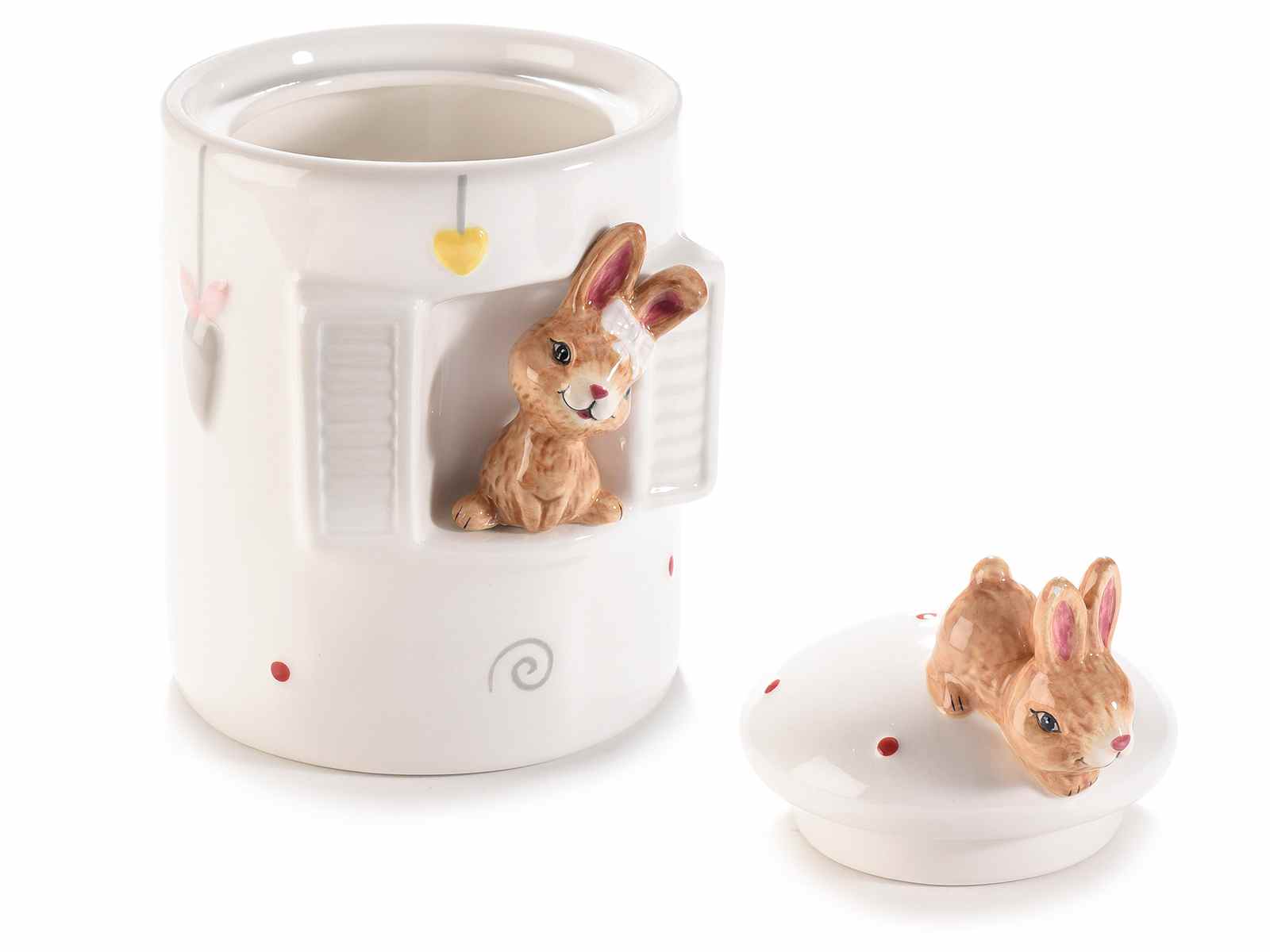 Borcan alimentar din ceramica cu iepuras