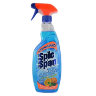 Spray detergent geamuri Spic&Span cu alcool vegetal, portocale si menta albastra
