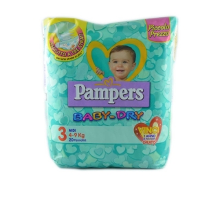 Scutece copii Pampers Baby-Dry Midi Nr.3 4-9 kg -20 bucati