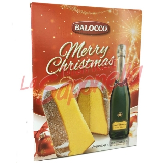 Pachet Balocco "Merry Christmas" pandoro+vin spumant 750 gr+ 750 ml
